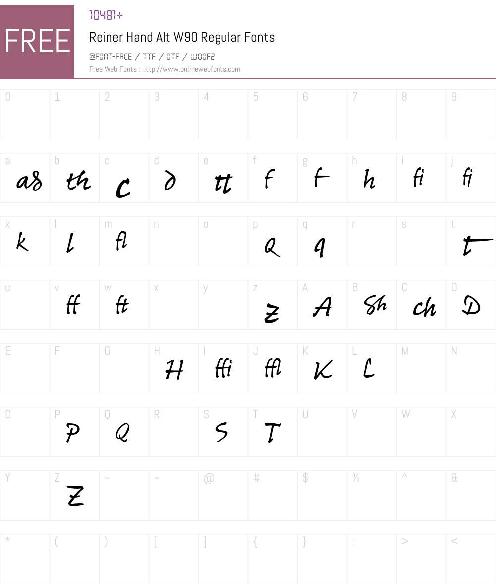 ReinerHandAltW90-Regular Font Screenshots