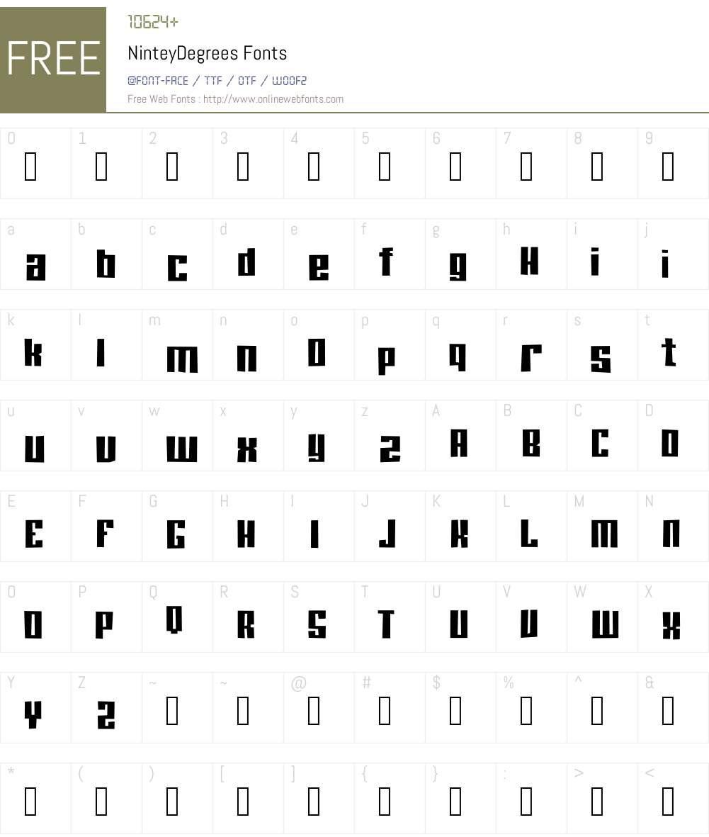 NinteyDegrees Font Screenshots