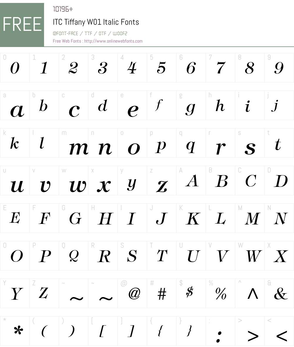ITCTiffanyW01-Italic Font Screenshots