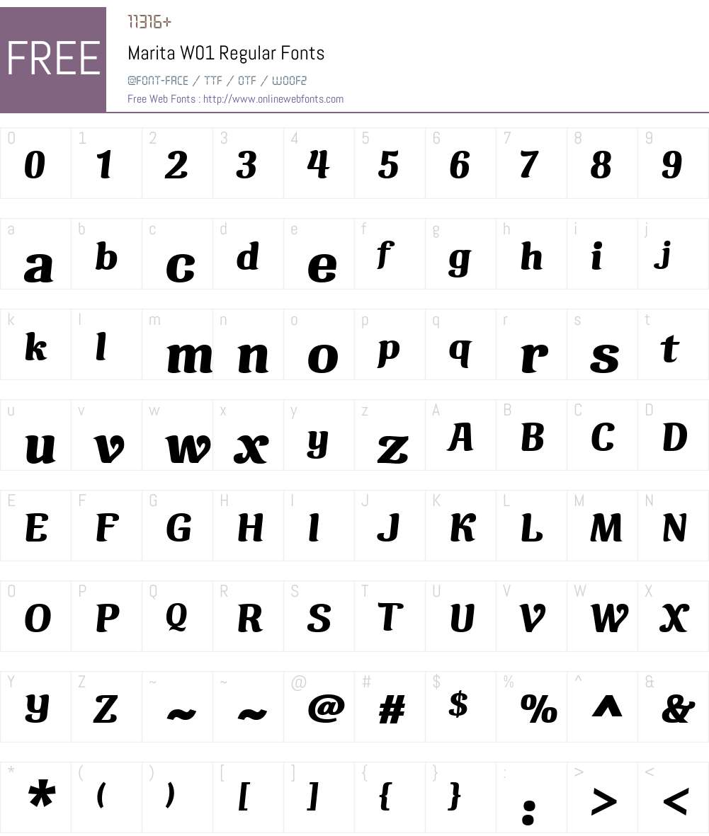 MaritaW01-Regular Font Screenshots