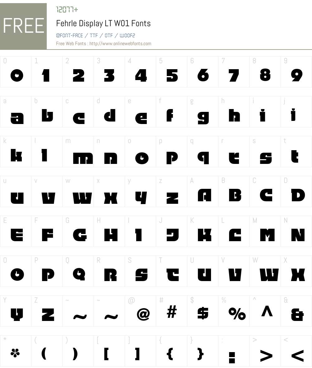 FehrleDisplayLTW01 Font Screenshots