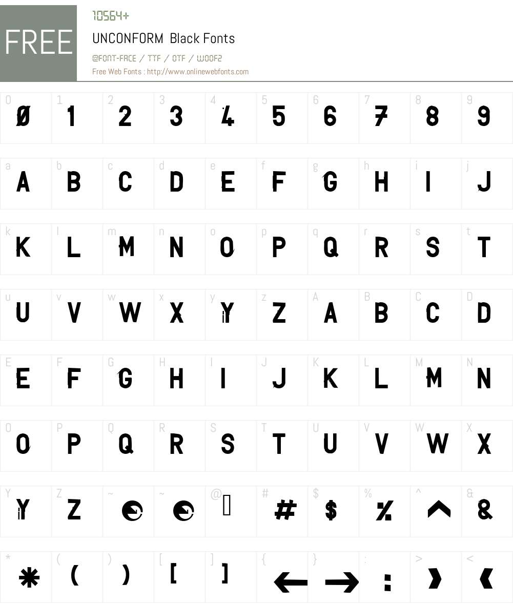 UNCONFORM Font Screenshots