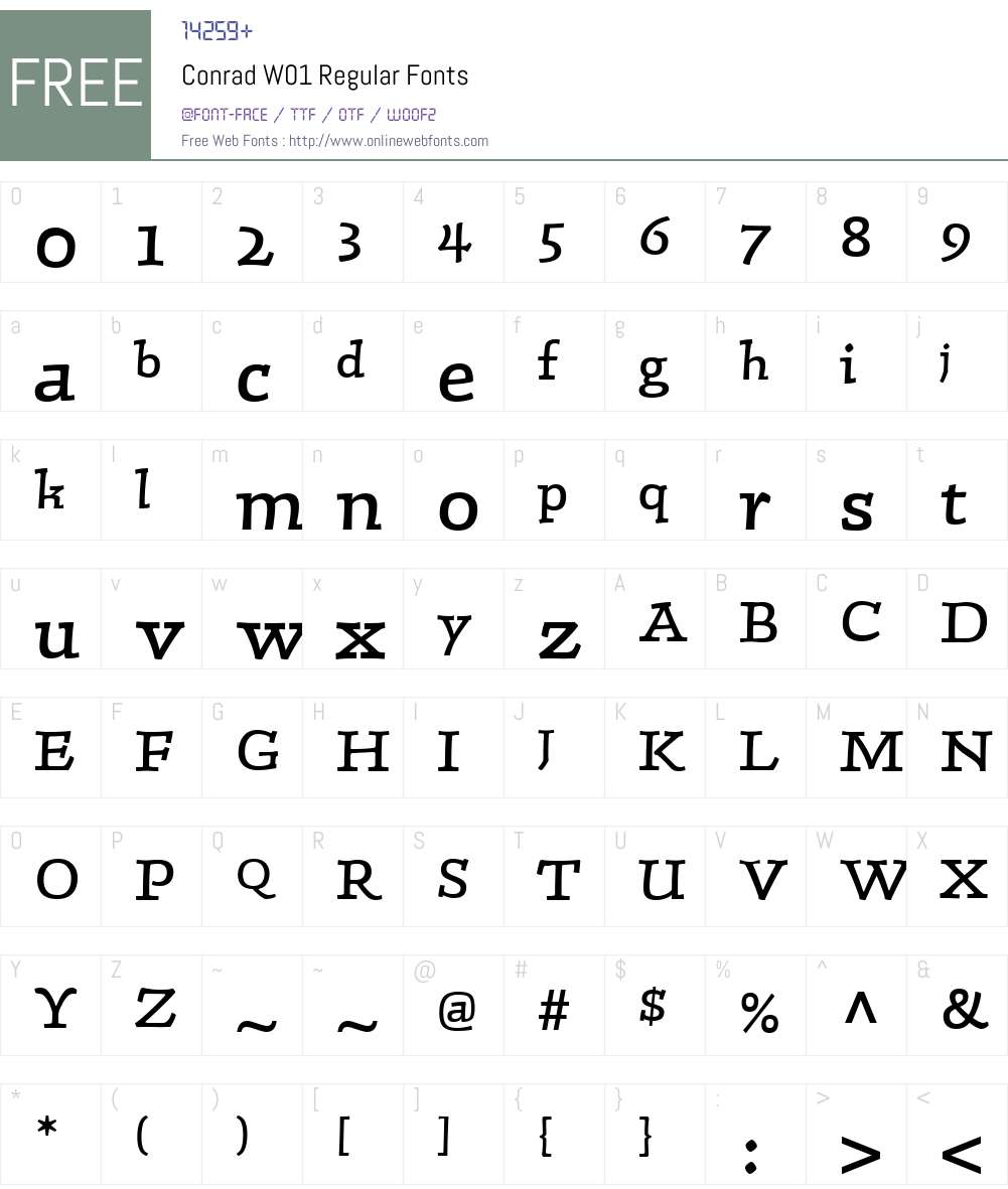 ConradW01-Regular Font Screenshots
