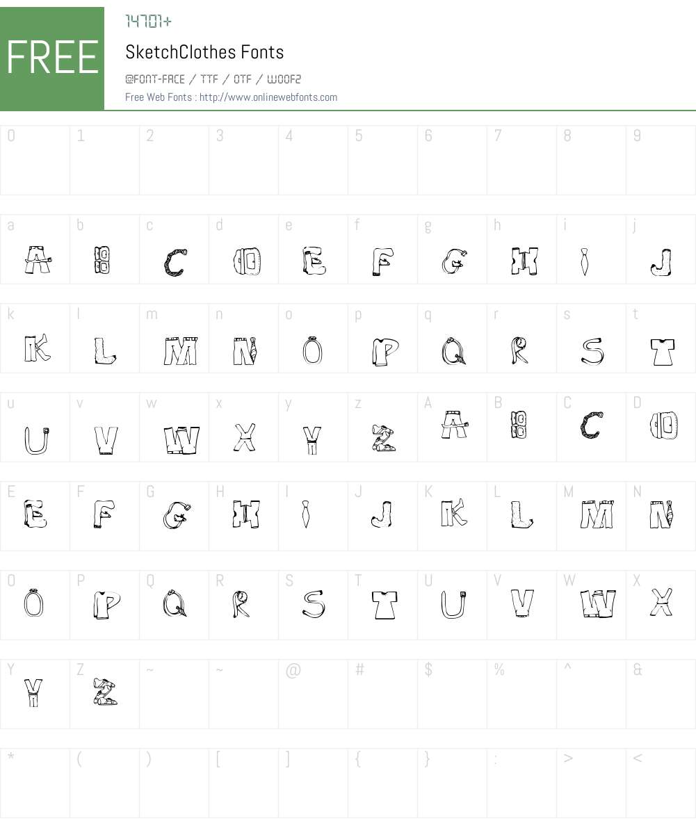SketchClothes Font Screenshots