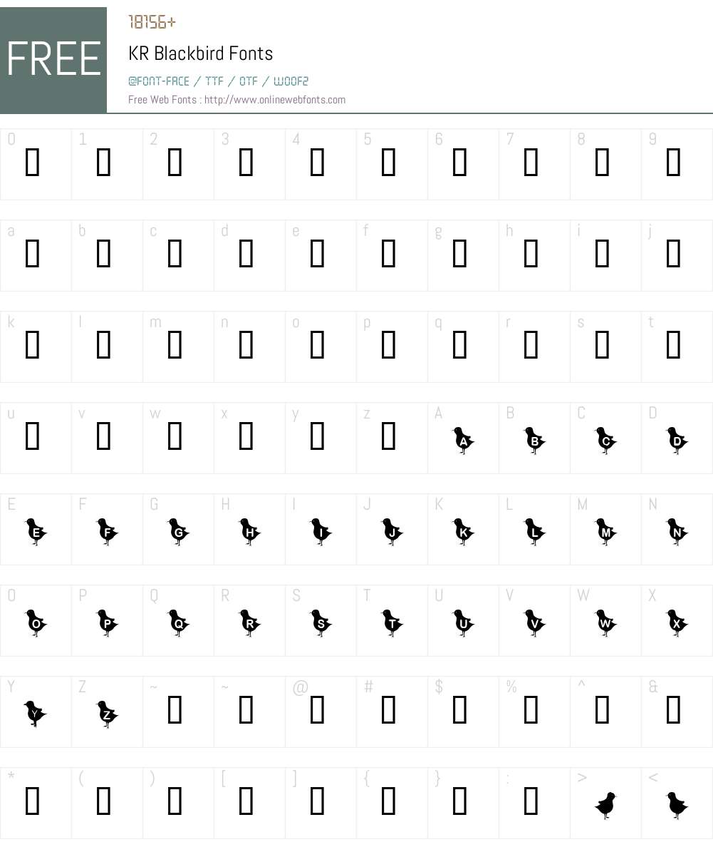 KR Blackbird Font Screenshots