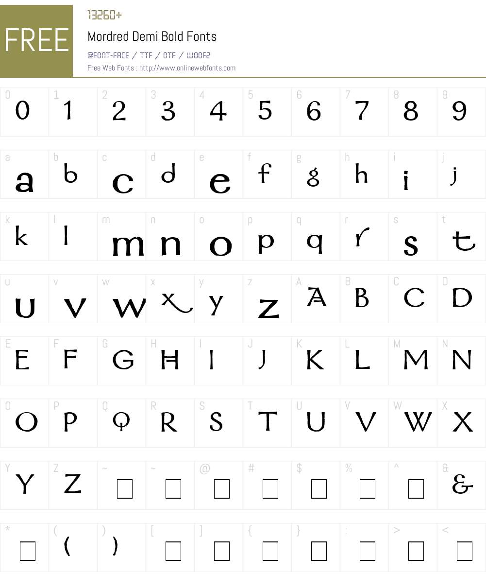 Mordred Font Screenshots