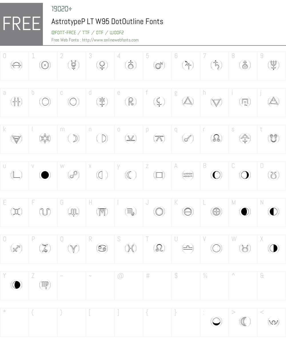 AstrotypePLTW95-DotOutline Font Screenshots