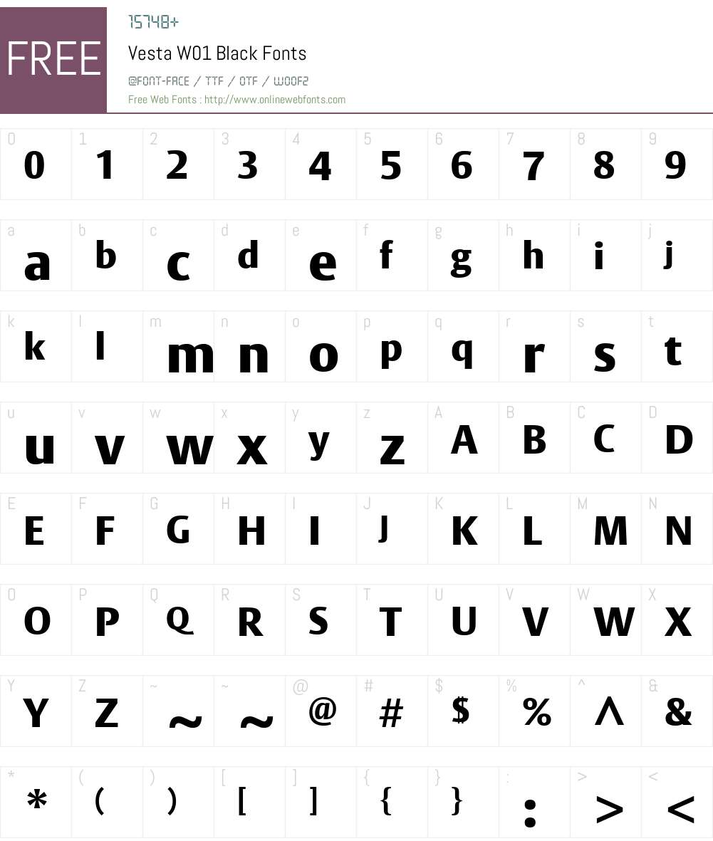 VestaW01-Black Font Screenshots