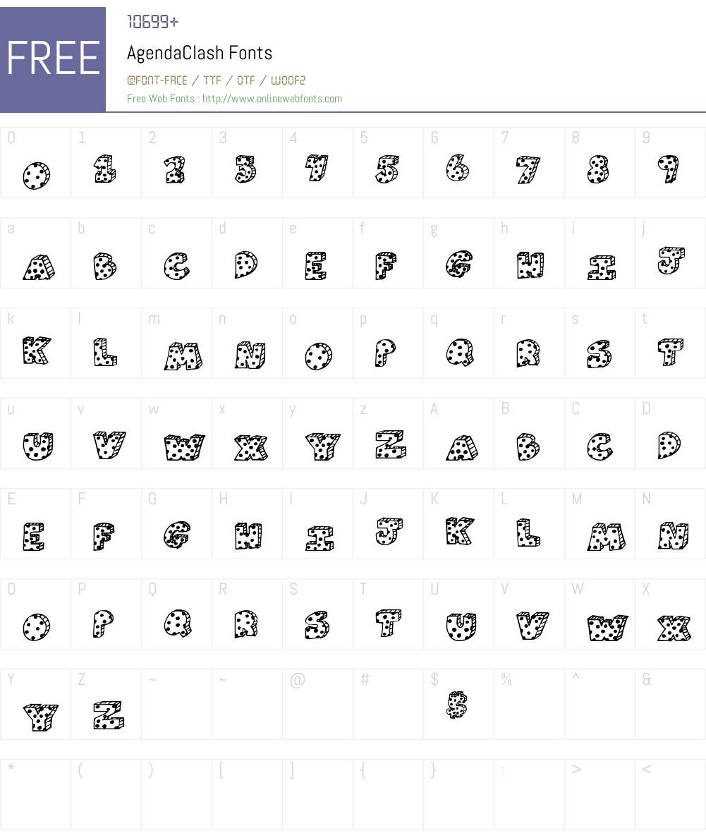 AgendaClash Font Screenshots