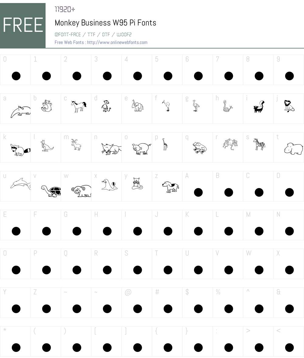 MonkeyBusinessW95-Pi Font Screenshots