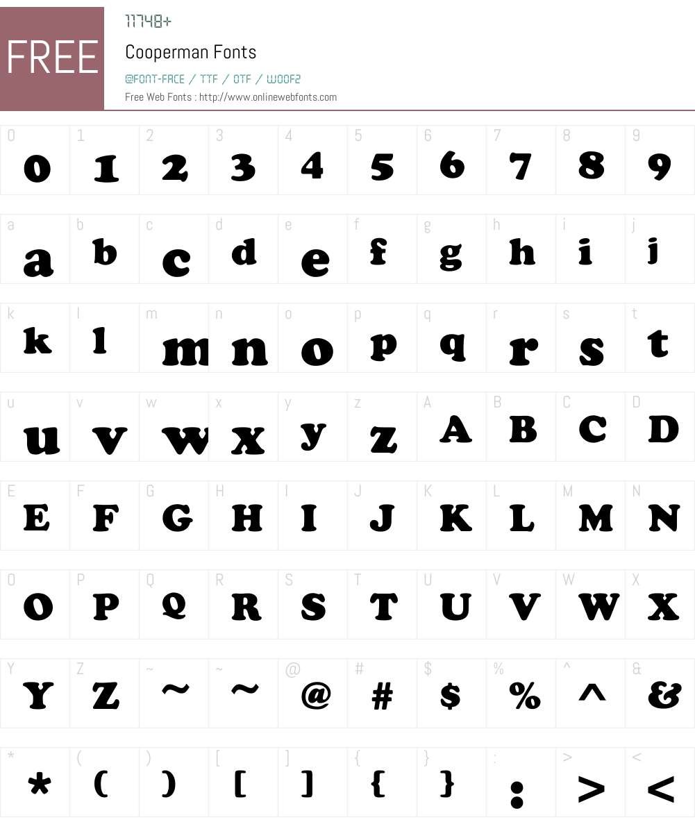 Cooperman Font Screenshots