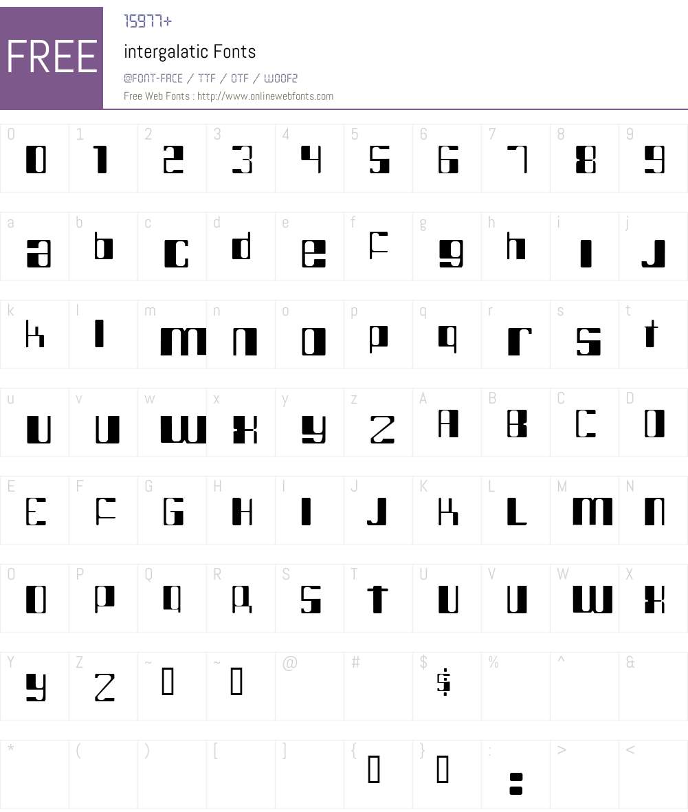 intergalatic Font Screenshots