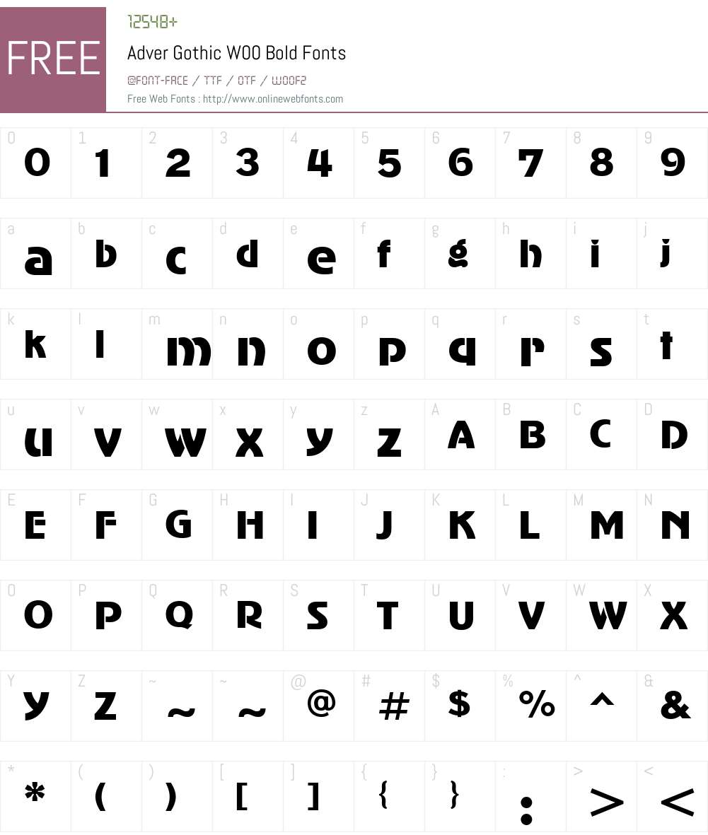 AdverGothicW00-Bold Font Screenshots