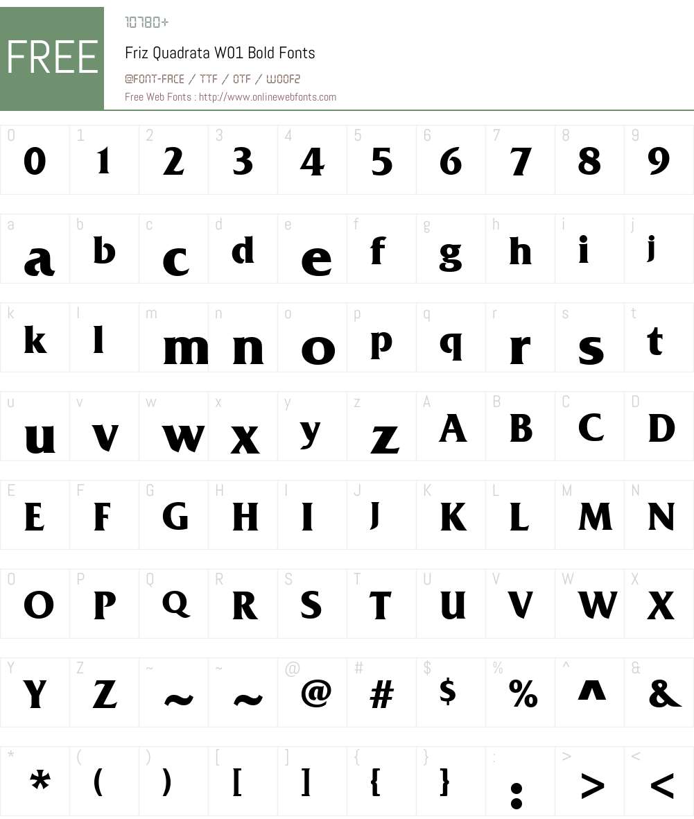 FrizQuadrataW01-Bold Font Screenshots