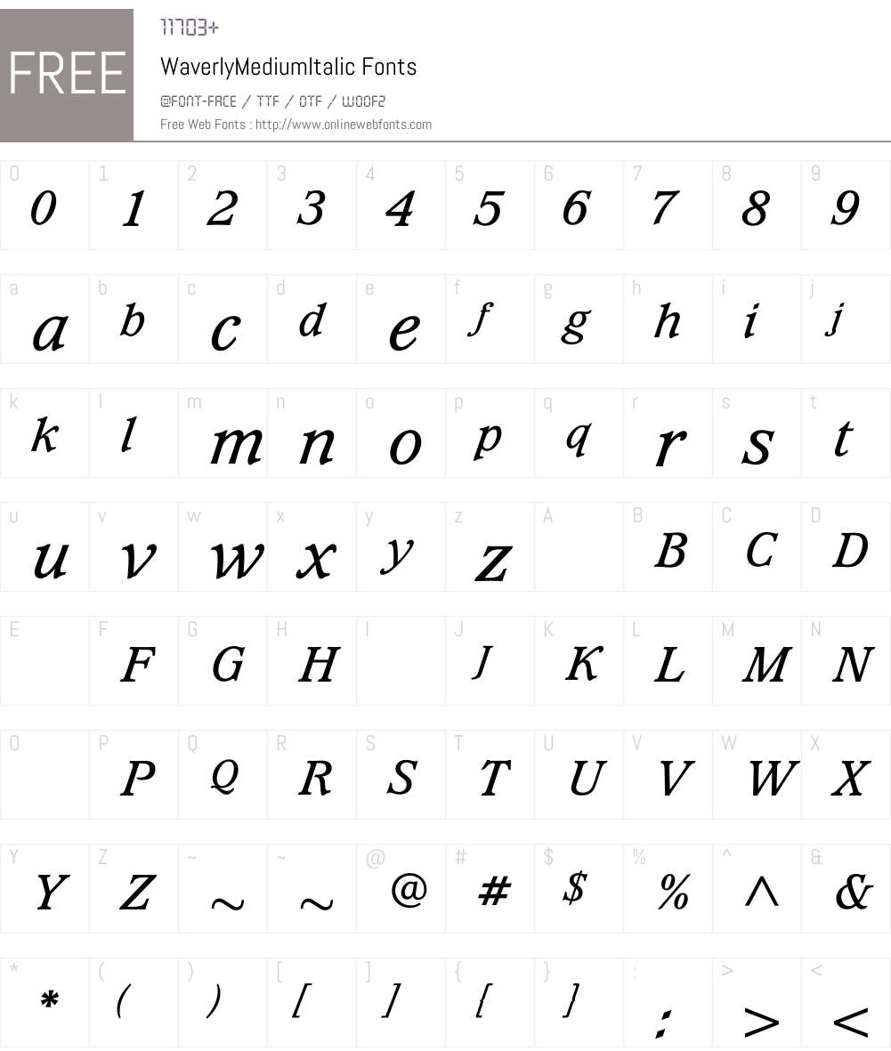 WaverlyMediumItalic Font Screenshots
