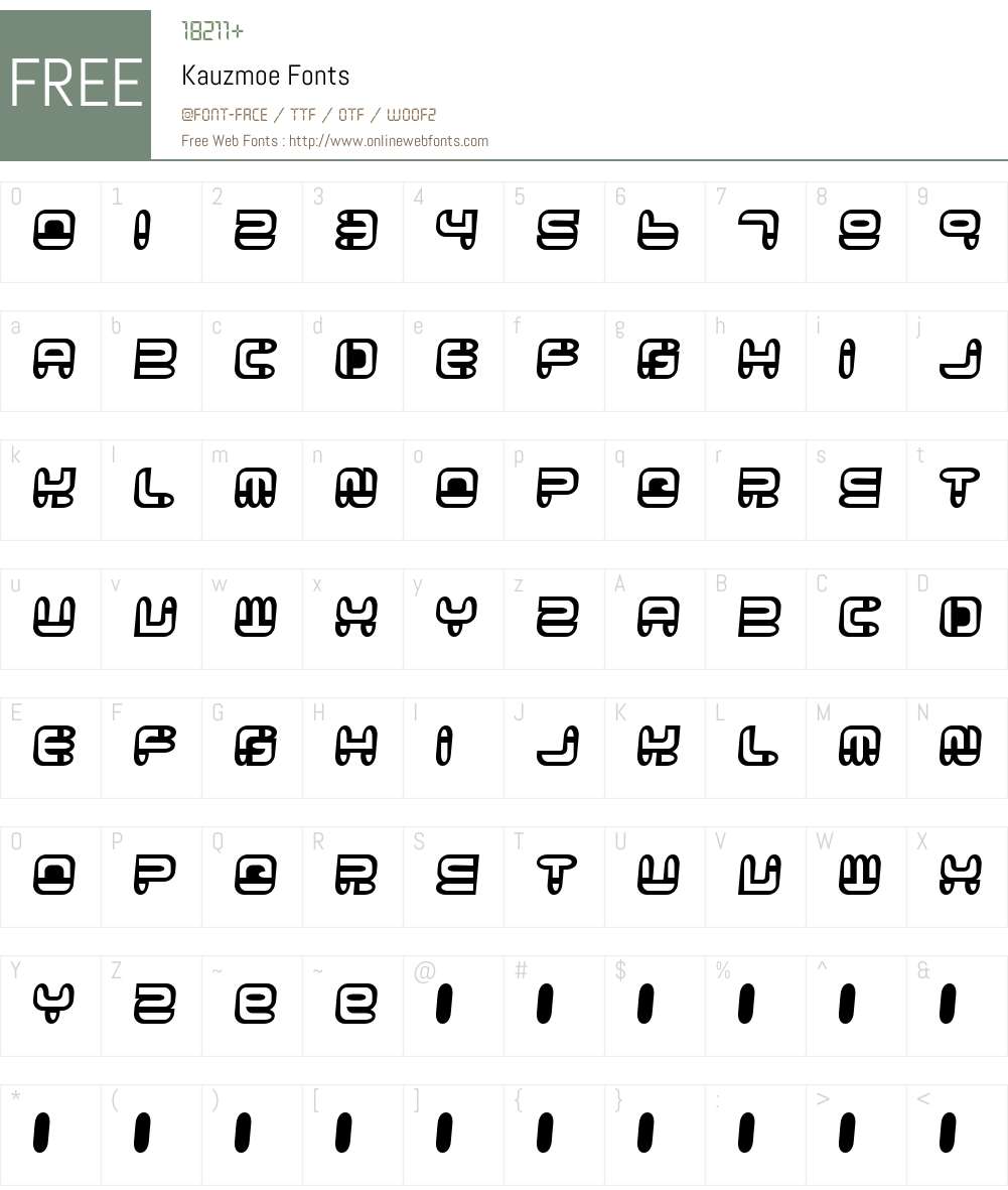 Kauzmoe Font Screenshots