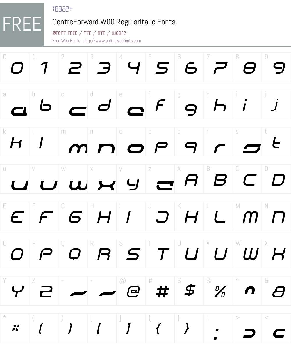 CentreForwardW00-RegularIt Font Screenshots