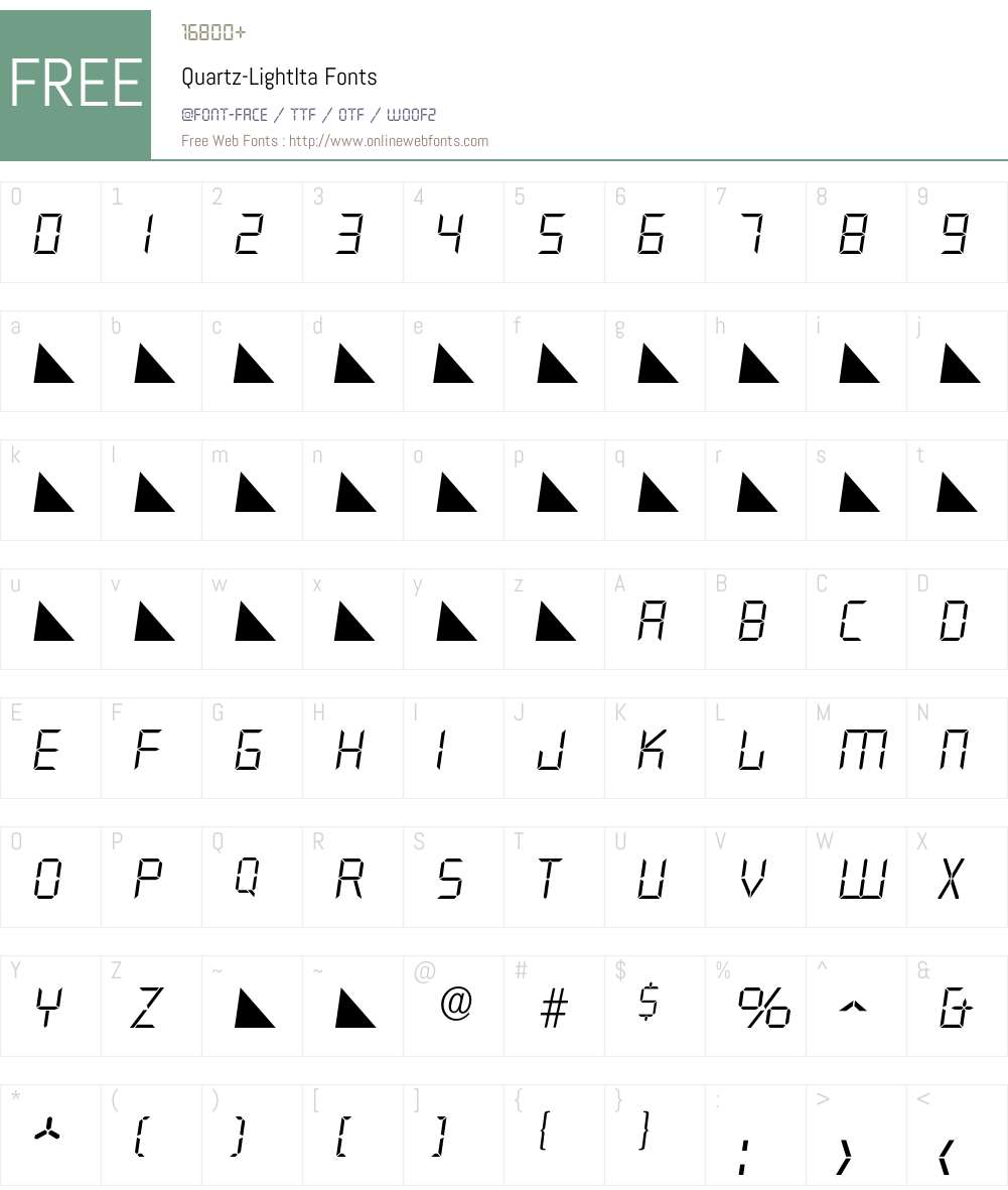 Quartz-LightIta Font Screenshots