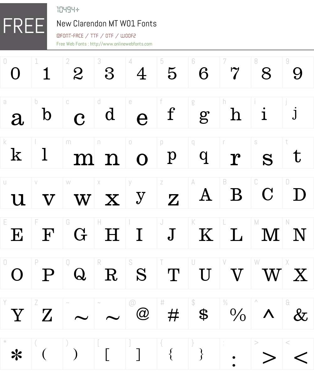 NewClarendonMTW01 Font Screenshots