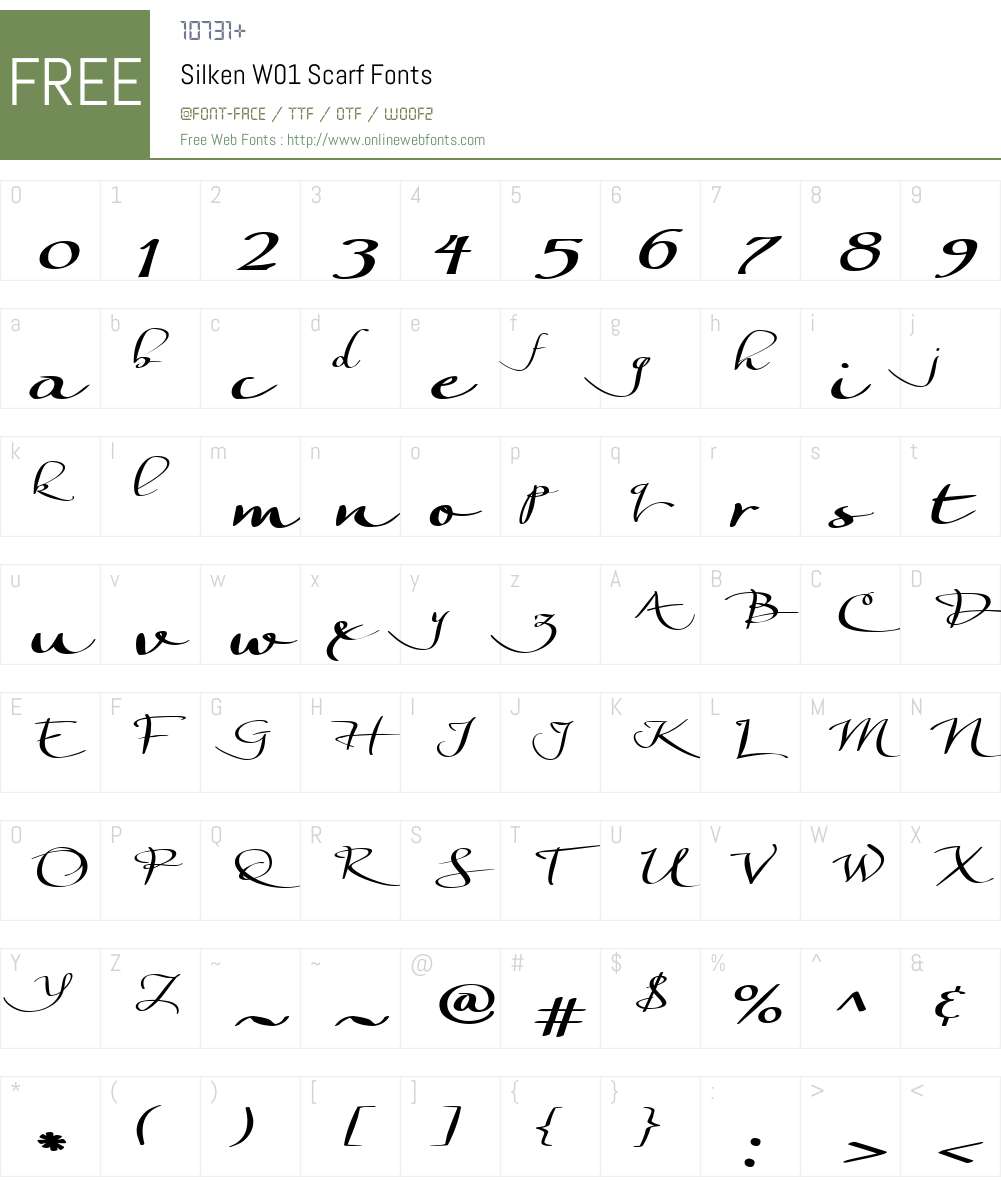 SilkenW01-Scarf Font Screenshots