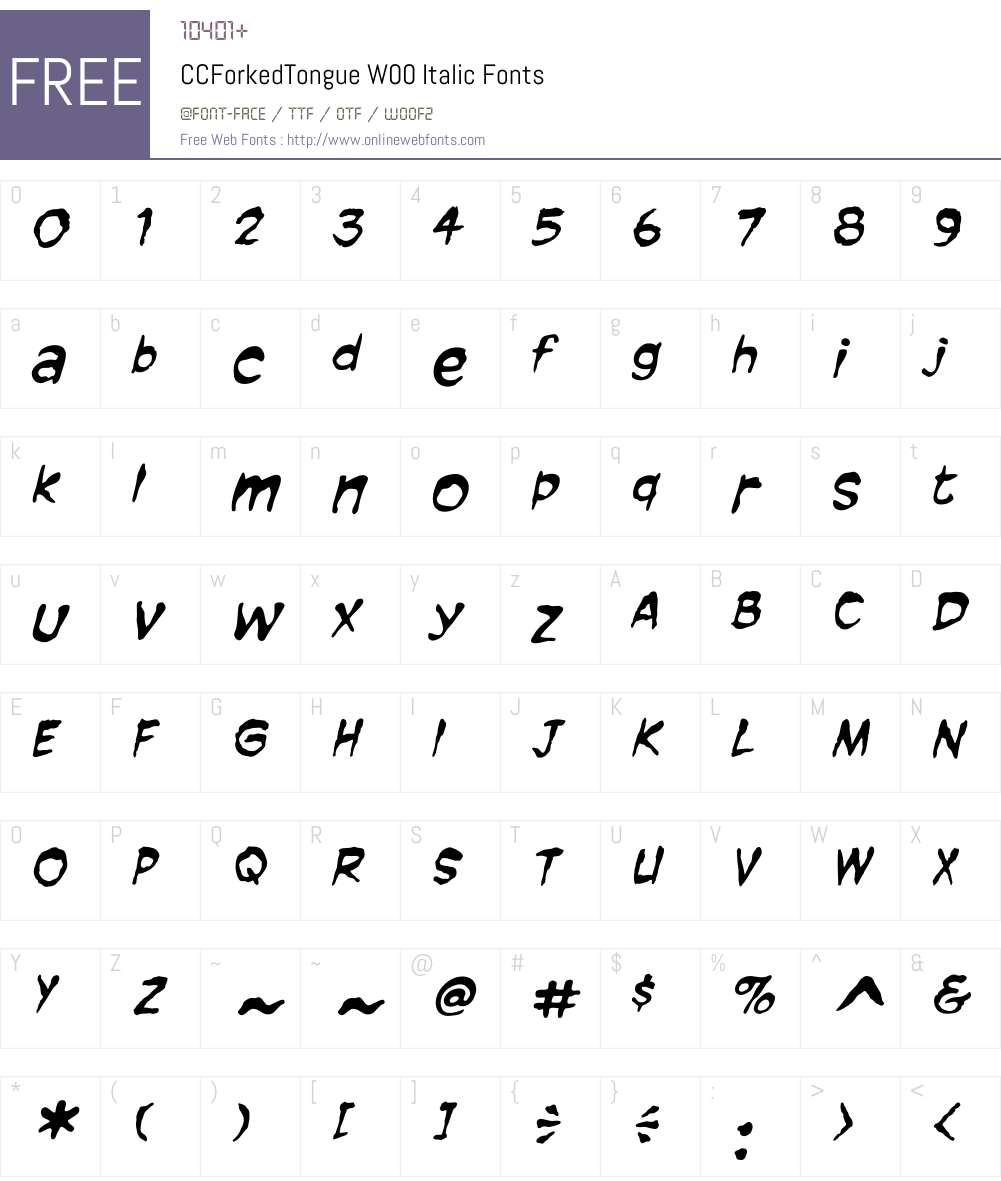 CCForkedTongueW00-Italic Font Screenshots