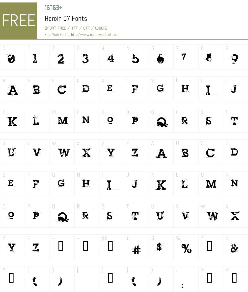 Heroin 07 Font Screenshots
