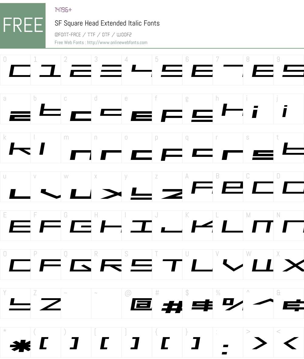 SF Square Head Extended Font Screenshots