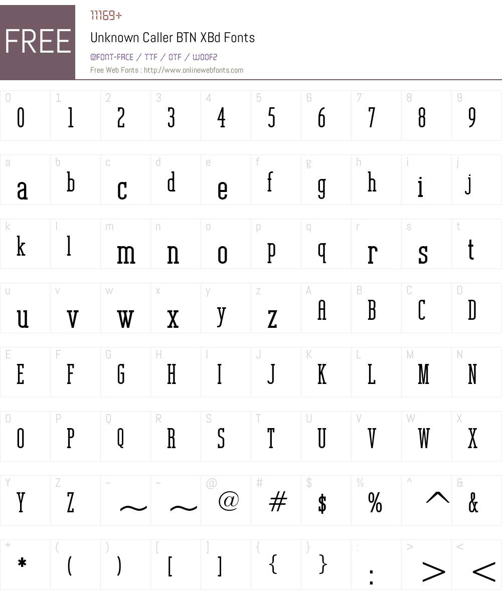 Unknown Caller BTN XBd Font Screenshots