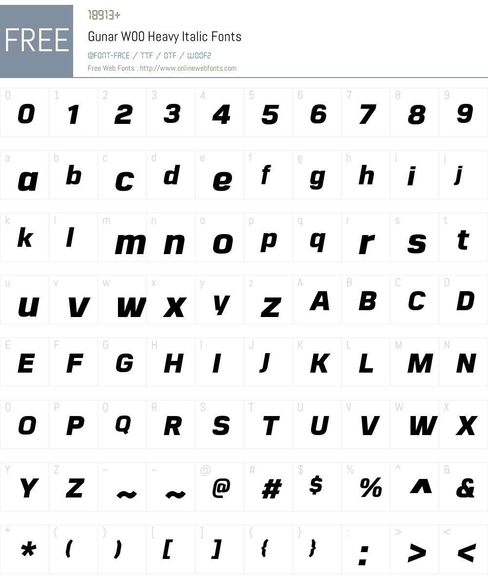 GunarW00-HeavyItalic Font Screenshots