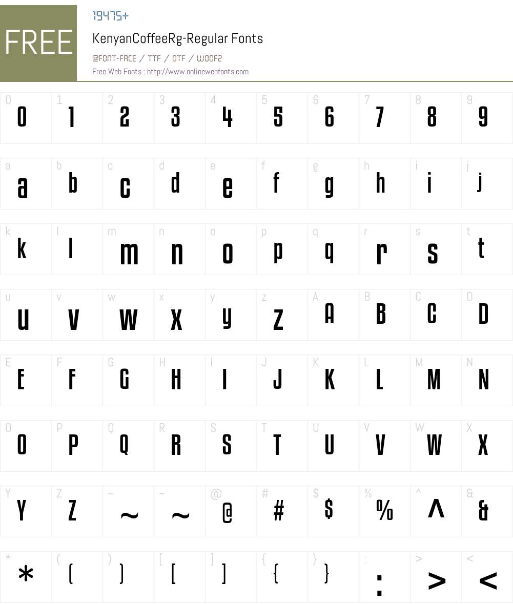 Kenyan Coffee Font Screenshots