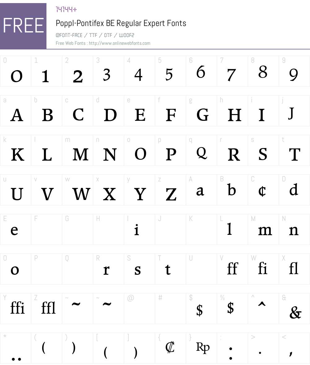 Poppl-Pontifex BE Font Screenshots