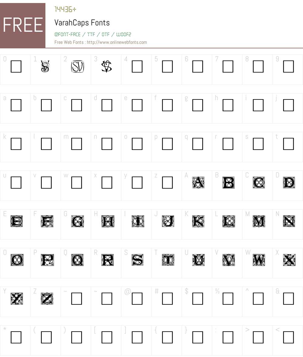 VarahCaps Font Screenshots