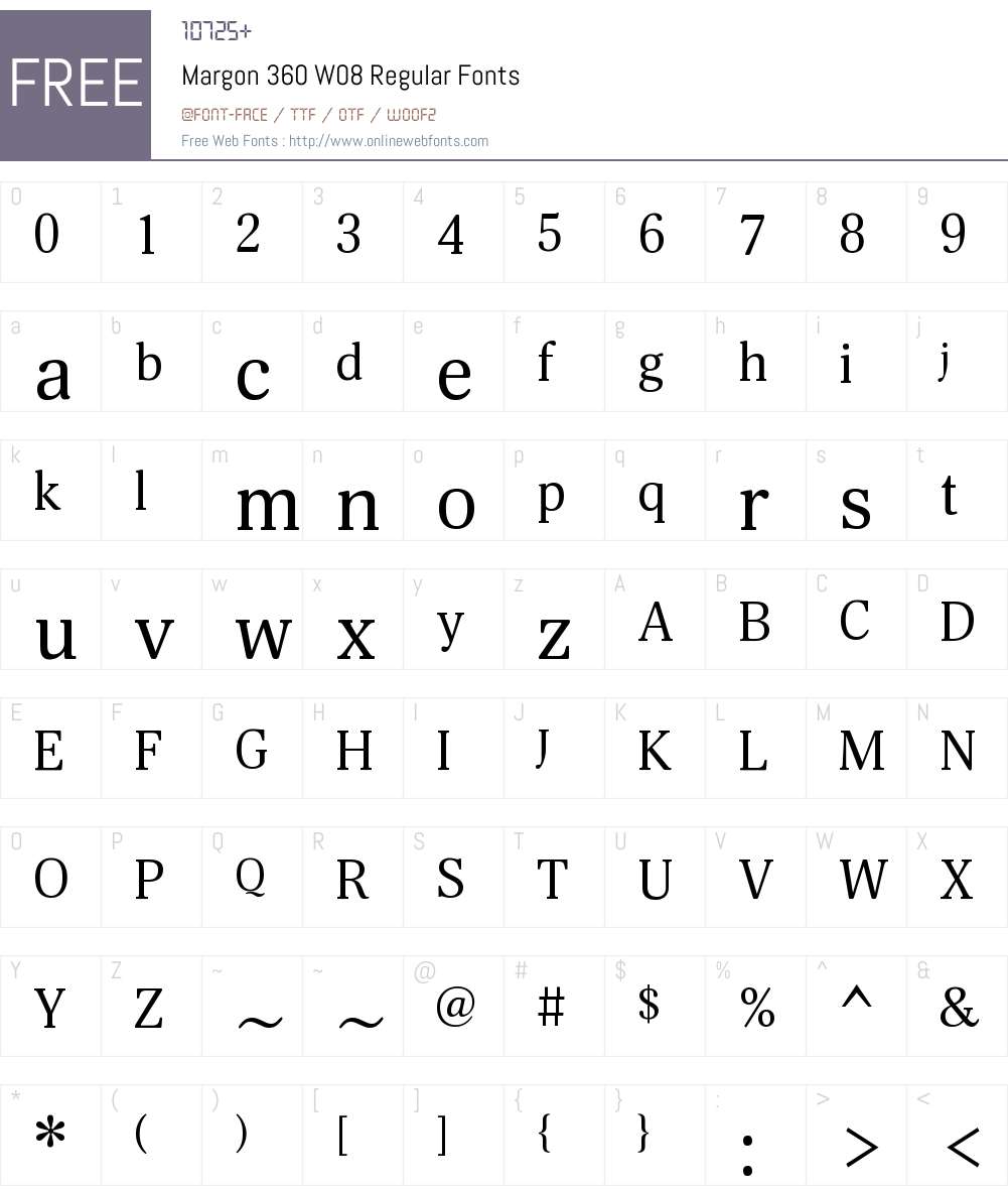 Margon360W08-Regular Font Screenshots