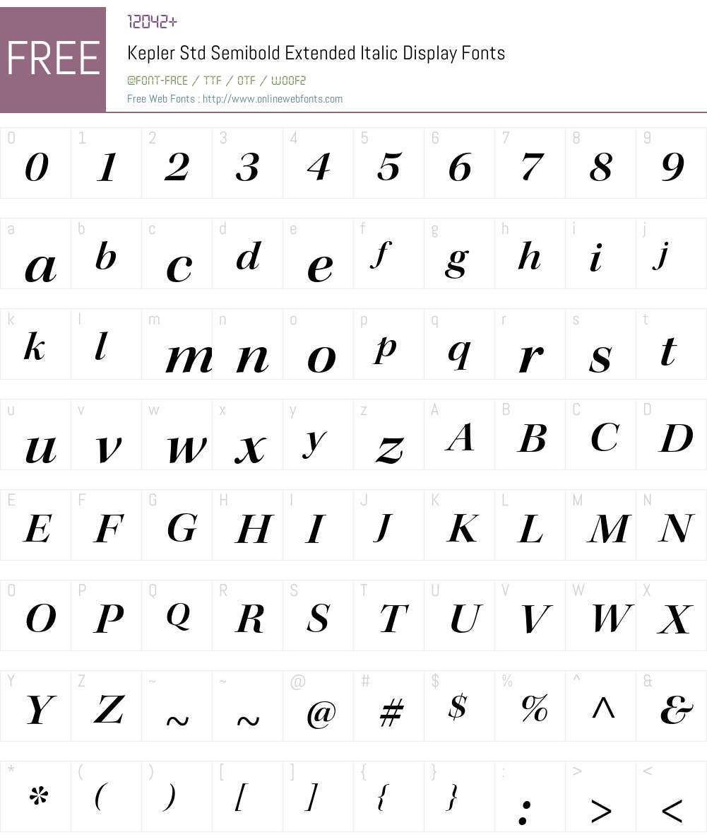 Kepler Std Font Screenshots