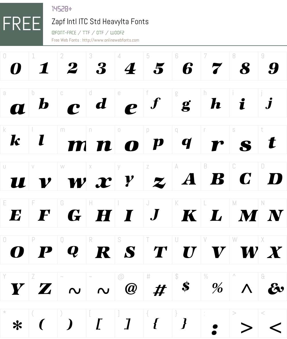 Zapf Intl ITC Std Font Screenshots