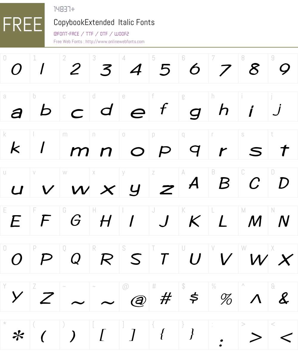 CopybookExtended Font Screenshots