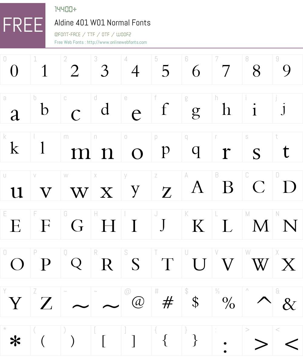Aldine401W01-Normal Font Screenshots