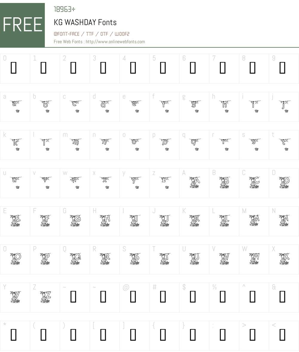 KG WASHDAY Font Screenshots