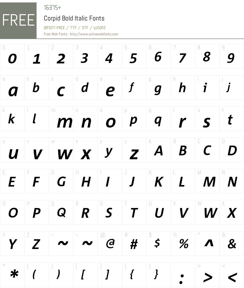 Corpid Font Screenshots