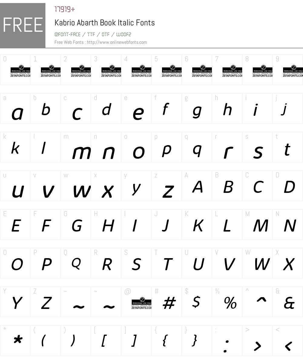 Kabrio Abarth Font Screenshots