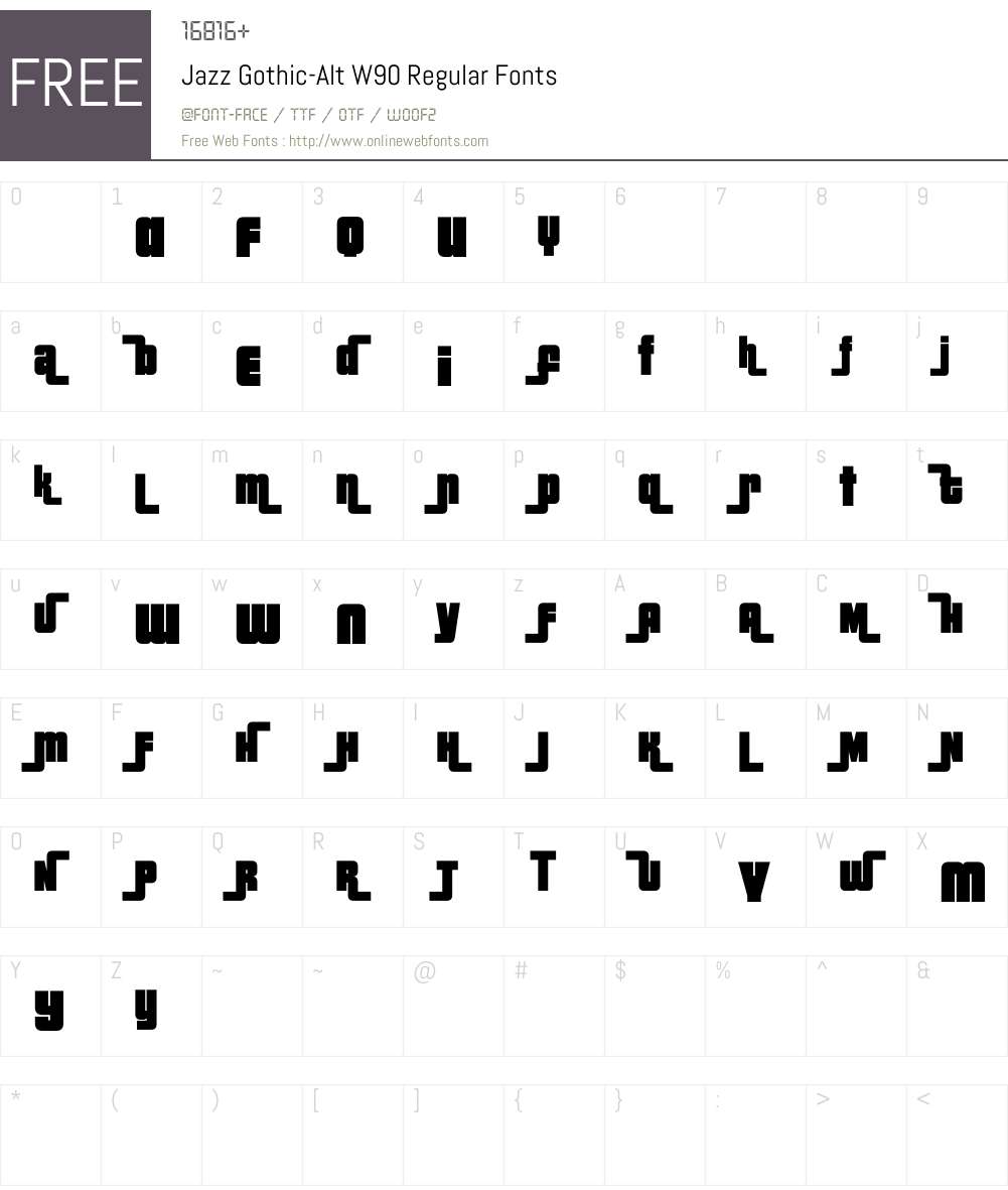 JazzGothic-AltW90-Regular Font Screenshots