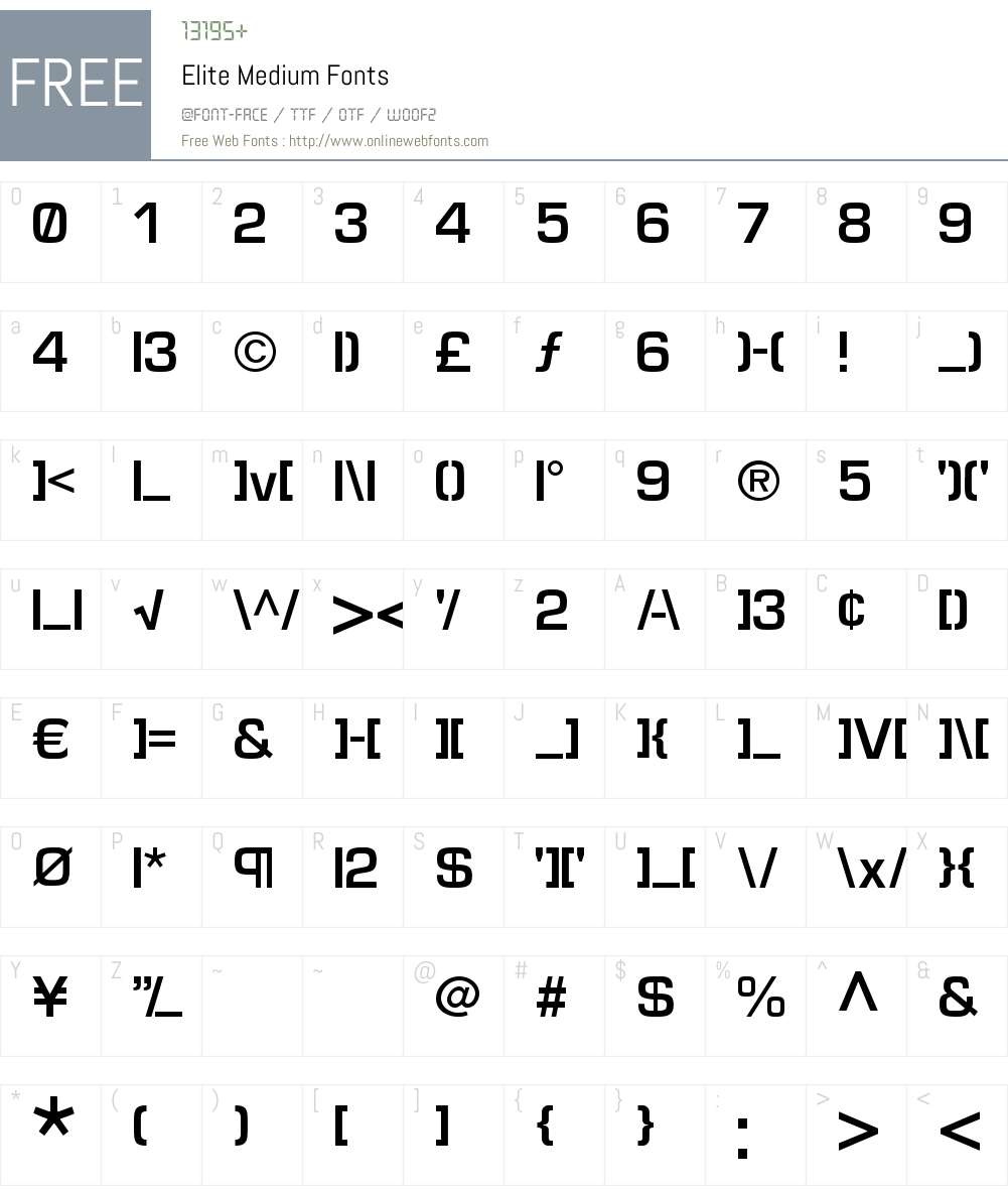 Elite Font Screenshots