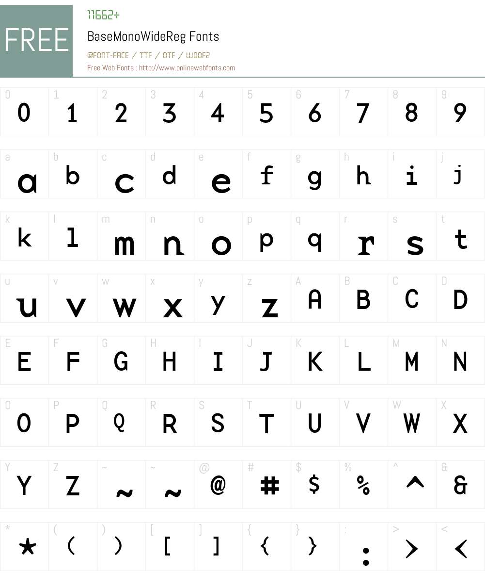 BaseMonoWideReg Font Screenshots