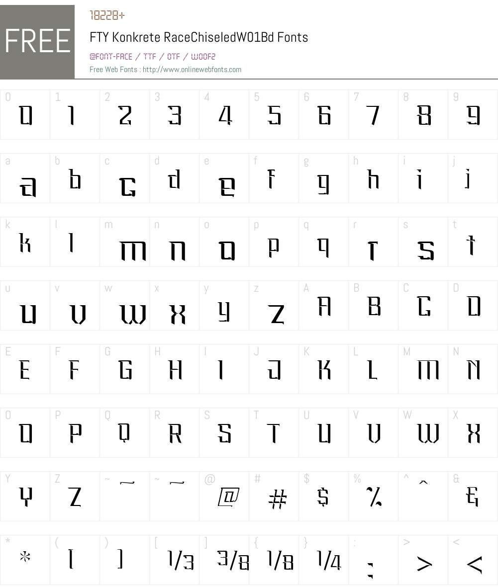 FTYKonkreteRaceChiseledW01-Bd Font Screenshots