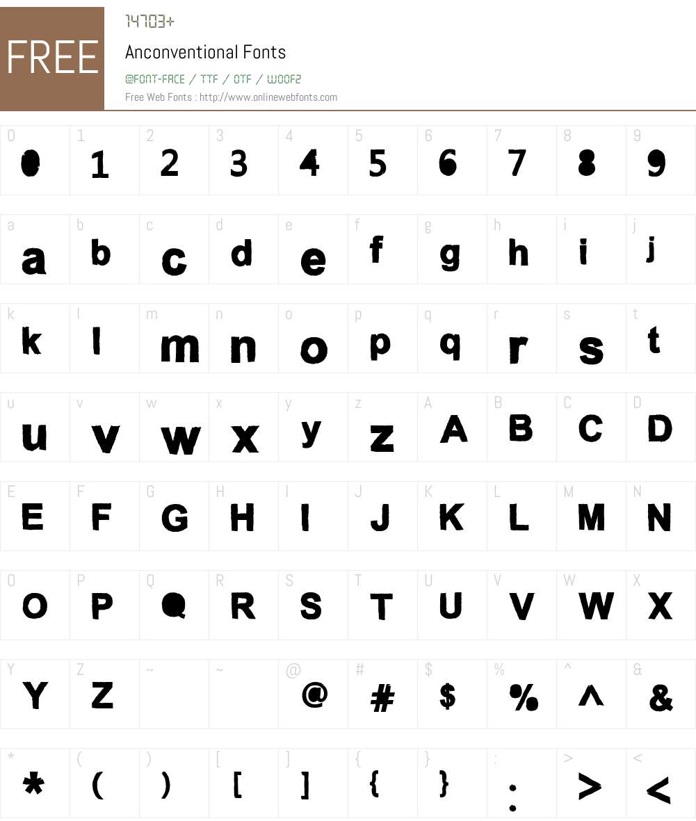 Anconventional Font Screenshots