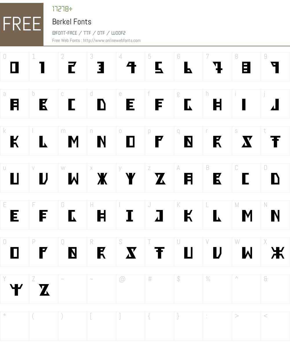 Berkel Font Screenshots