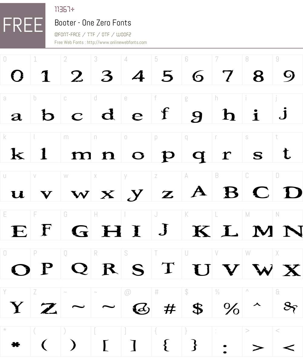 Booter - One Zero Font Screenshots