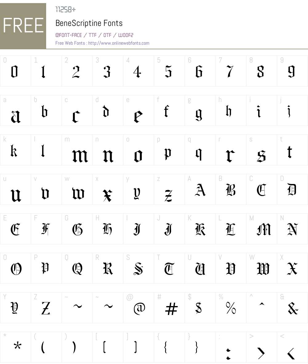 BeneScriptine Font Screenshots
