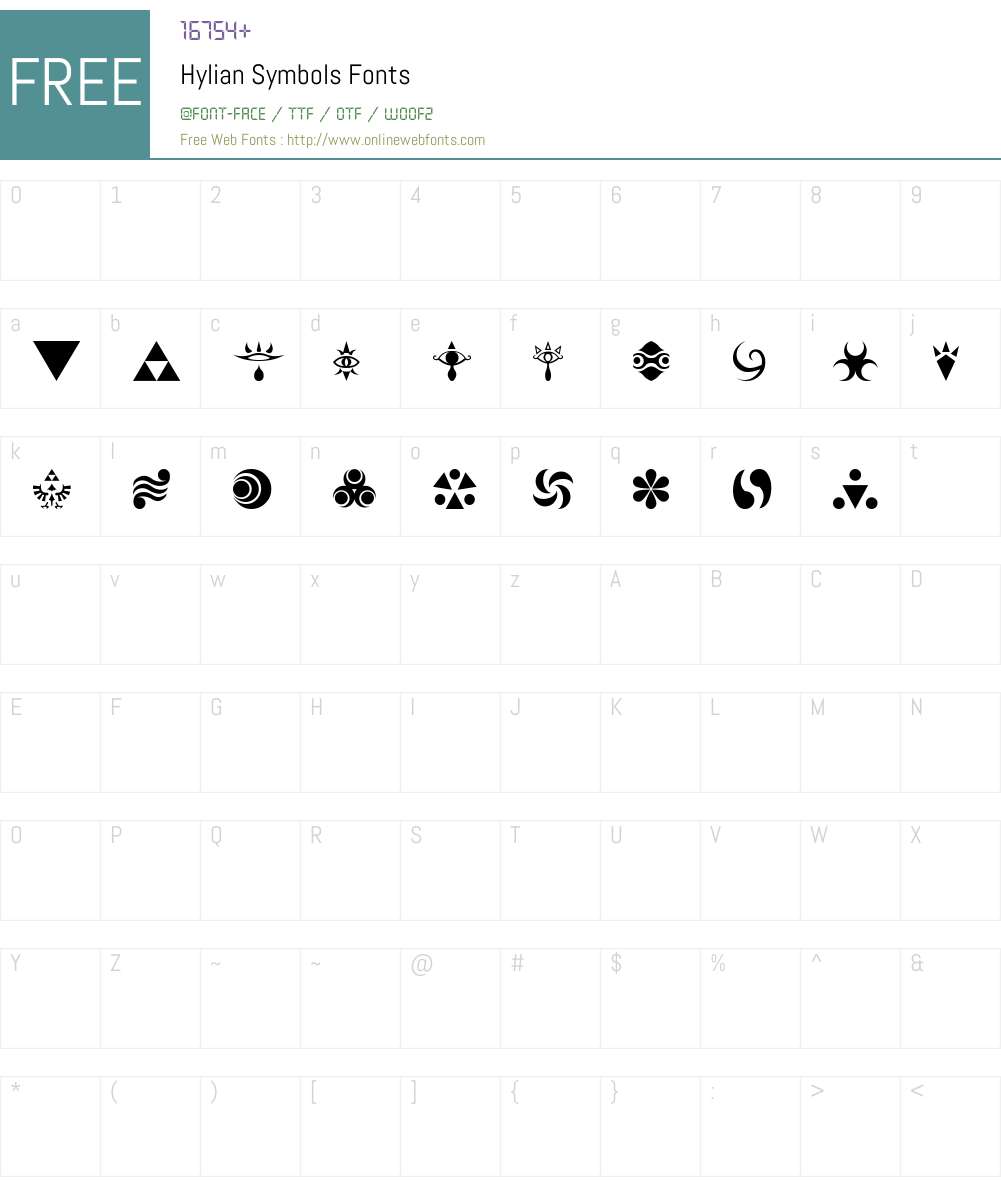 Hylian Symbols Font Screenshots