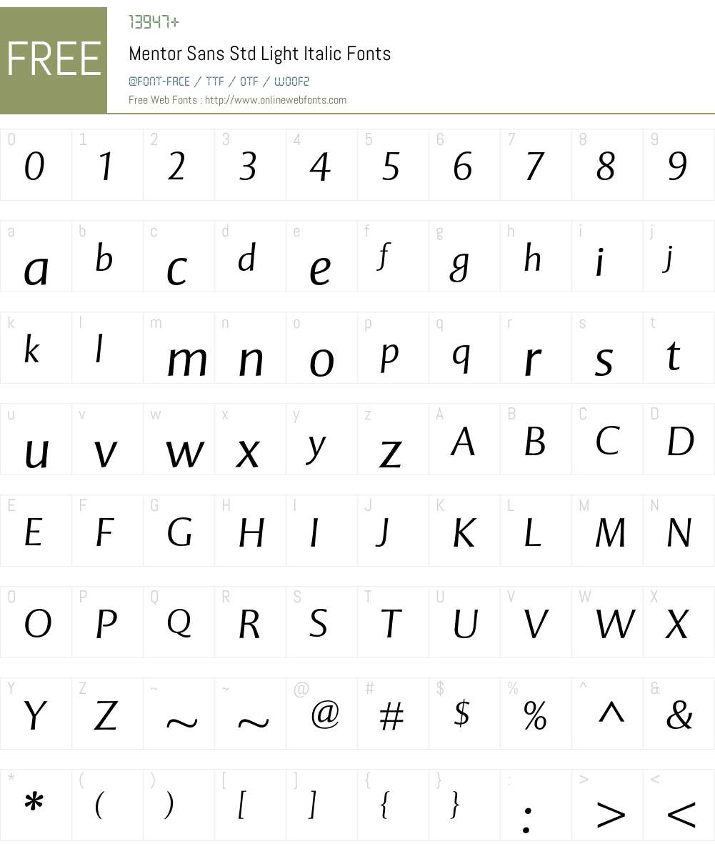 Mentor Sans Std Font Screenshots